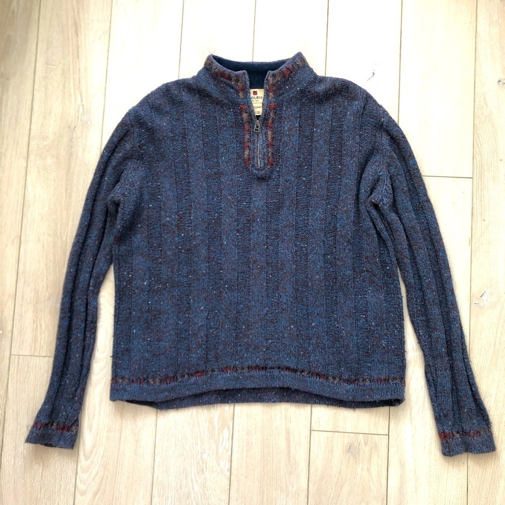 Vintage Woolrich Wool Blend 1/4 Zip Sweater in Indigo Heather Size S